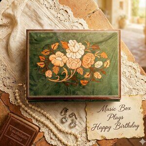 Vintage Italian Reuge Swiss Music Jewelry Box